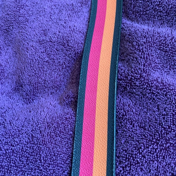 Tory Burch Navy Blue/Multi Stripe Reversible Leather Belt sz M - Picture 5 of 5